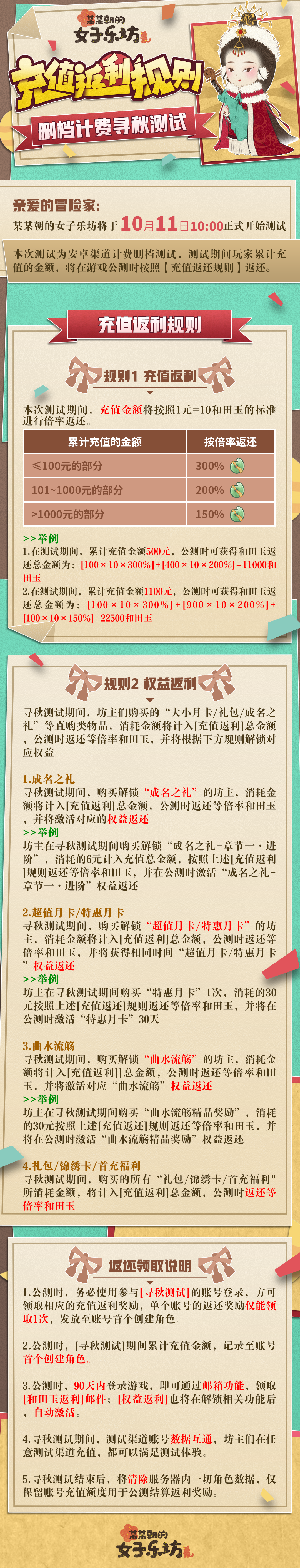 某某朝的女子乐坊寻秋测试充值怎么返还 寻秋测试充值返利说明图1