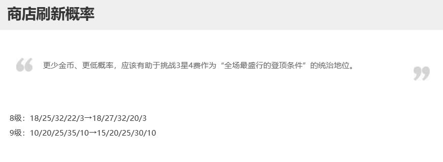 云顶之弈14.9商店刷新概率改动一览图1